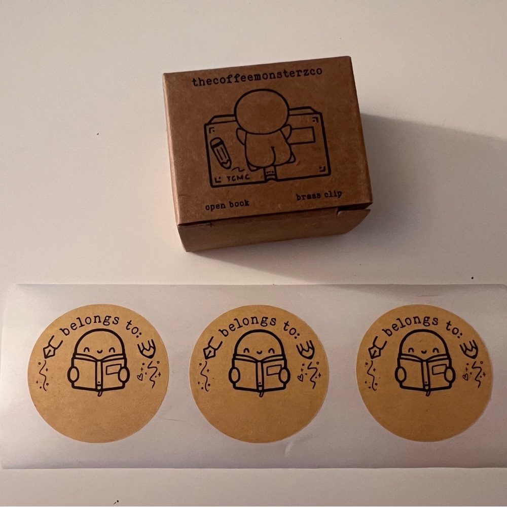 TheCoffeeMonsterzCo Brass Clip with Book Stickers